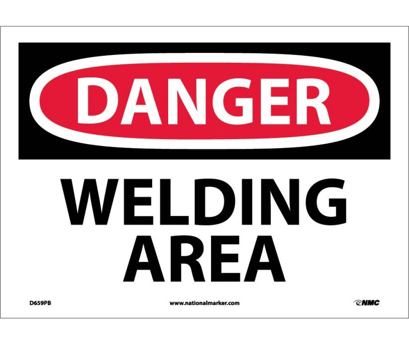 DANGER, WELDING AREA, 10X14, .040 ALUM