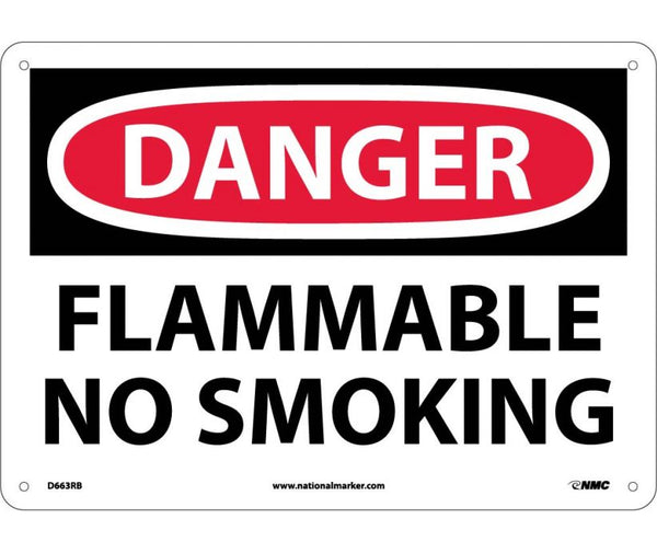 DANGER, FLAMMABLE NO SMOKING, 10X14, RIGID PLASTIC