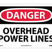 DANGER, OVERHEAD POWER LINES, 10X14, RIGID PLASTIC