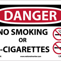 DANGER,NO SMOKING OR E-CIGARETTES, 7X10, RIGID PLASTIC