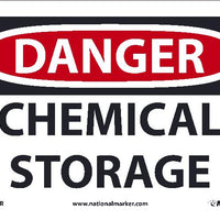 DANGER CHEMICAL STORAGE, 7X10, RIGID PLASTIC SIGN