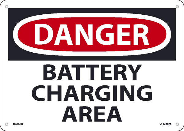 BATTERY CHARGING AREA SIGN, 10 X 14, RIGID PLASTIC