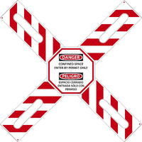 DANGER CONFINED SPACE BILINGUAL CROSS BUCK KIT, CONTAINS (2) CROSS BUCK ARMS, OCTAGONAL SIGN, FASTNER, 42" X 12", 3MM HEAVY DUTY RIGID PLASTIC