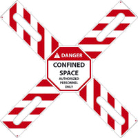 DANGER CONFINED SPACE AUTHORIZED PERSONNEL ONLY CROSS BUCK KIT, CONTAINS (2) CROSS BUCK ARMS, OCTAGONAL SIGN, HD1 FASTNER, 42" X 12", 3MM HEAVY DUTY RIGID PLASTIC