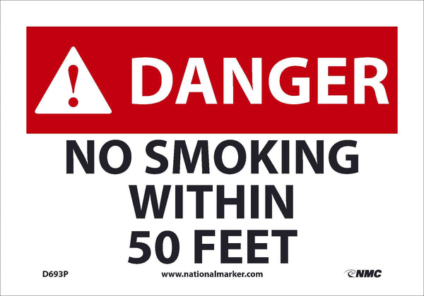 NO SMOKING WITHIN 50 FEET, ADHESIVE VINYL, 7X10