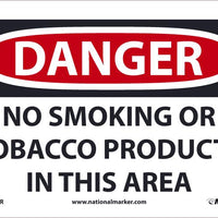 DANGER, NO SMOKING OR TOBACCO PRODUCTS IN THIS AREA, 7X10, RIGID PLASTIC