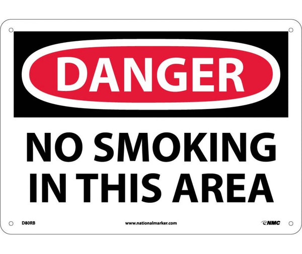 DANGER, NO SMOKING IN THIS AREA, 10X14, RIGID PLASTIC