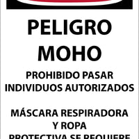 DANGER,PELIGRO MOLDE PROHIBIDO PASAR,SPANISH,17x11,PAPER, 100/PK