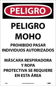 DANGER,PELIGRO MOLDE PROHIBIDO PASAR,SPANISH,17x11,PAPER, 100/PK