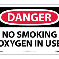 DANGER, NO SMOKING OXYGEN IN USE, 10X14, RIGID PLASTIC