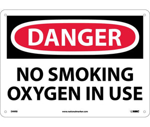 DANGER, NO SMOKING OXYGEN IN USE, 10X14, RIGID PLASTIC