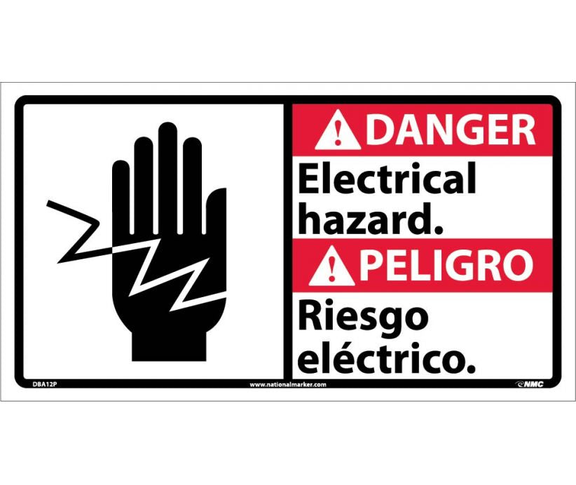 DANGER, ELECTRICAL HAZARD (BILINGUAL W/GRAPHIC), 10X18, RIGID PLASTIC