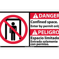 DANGER, CONFINED SPACE ENTER BY PERMIT ONLY (BILINGUAL W/GRAPHIC), 10X18, RIGID PLASTIC