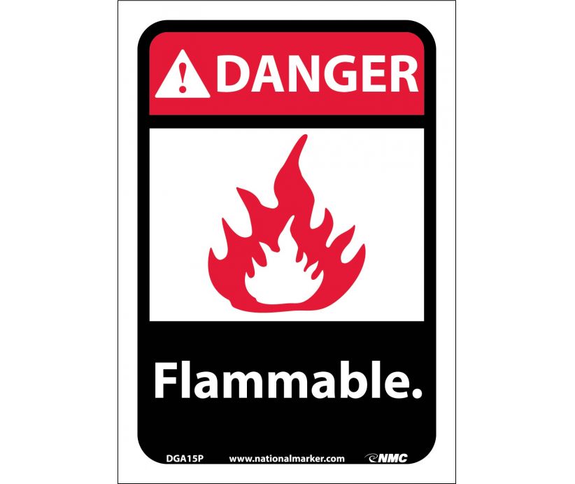 DANGER, FLAMMABLE (W/GRAPHIC), 14X10, .040 ALUM