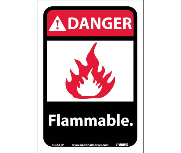 DANGER, FLAMMABLE (W/GRAPHIC), 10X7, RIGID PLASTIC