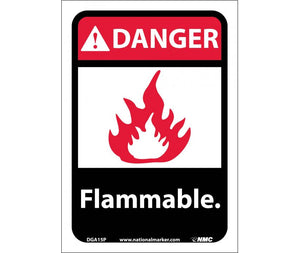 DANGER, FLAMMABLE (W/GRAPHIC), 14X10, RIGID PLASTIC