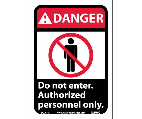 DANGER, DO NOT ENTER AUTHORIZED PERSONNEL ONLY (W/GRAPHIC), 10X7, RIGID PLASTIC
