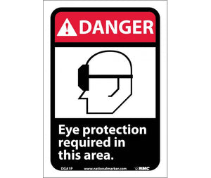 DANGER, EYE PROTECTION REQUIRED IN THIS AREA (W/GRAPHIC), 10X7, PS VINYL