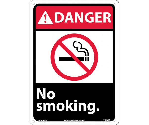 DANGER, NO SMOKING (W/GRAPHIC), 14X10, RIGID PLASTIC