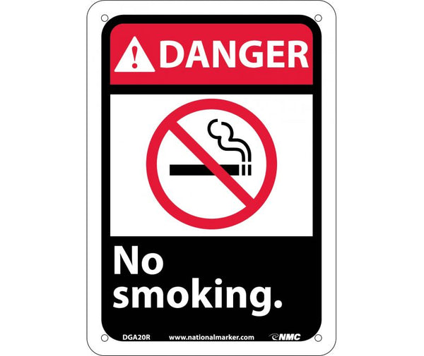 DANGER, NO SMOKING (W/GRAPHIC), 10X7, RIGID PLASTIC