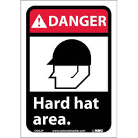 DANGER, HARD HAT AREA (W/GRAPHIC), 14X10, RIGID PLASTIC