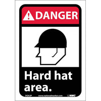 DANGER, HARD HAT AREA (W/GRAPHIC), 14X10, PS VINYL