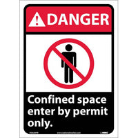 DANGER, CONFINED SPACE ENTER BY PERMIT ONLY, 14X10, RIGID PLASTIC