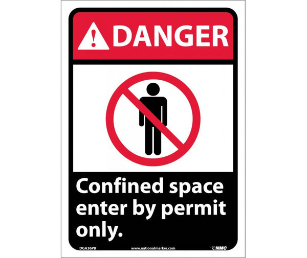 DANGER, CONFINED SPACE ENTER BY PERMIT ONLY, 14X10, .040 ALUM