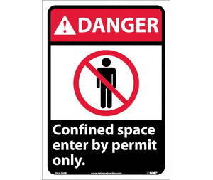 DANGER, CONFINED SPACE ENTER BY PERMIT ONLY, 14X10, PS VINYL