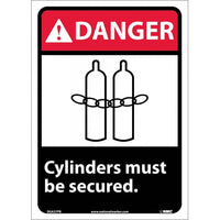 DANGER, CYLINDERS MUST BE SECURED, 14X10, RIGID PLASTIC