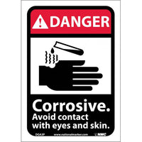 DANGER, CORROSIVE AVOID CONTACT WITH EYES AND SKIN (W/GRAPHIC), 14X10, PS VINYL