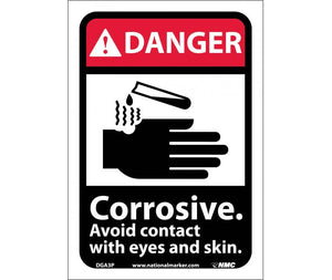 DANGER, CORROSIVE AVOID CONTACT WITH EYES AND SKIN (W/GRAPHIC), 10X7, RIGID PLASTIC