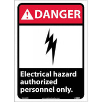 DANGER, ELECTRICAL HAZARD AUTHORIZED PERSONNEL ONLY, 14X10, RIGID PLASTIC