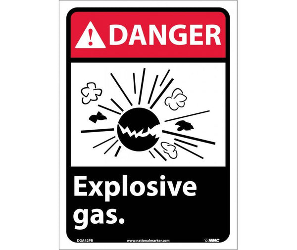 DANGER, EXPLOSIVE GAS, 14X10, RIGID PLASTIC