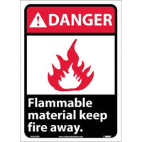 DANGER, FLAMMABLE MATERIAL KEEP FIRE AWAY, 14X10, RIGID PLASTIC