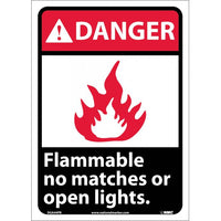 DANGER, FLAMMABLE NO MATCHES OR OPEN LIGHTS, 14X10, .040 ALUM