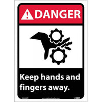 DANGER, KEEP HANDS AND FINGERS AWAY, 14X10, RIGID PLASTIC