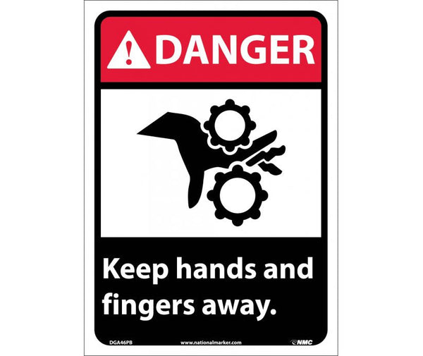 DANGER, KEEP HANDS AND FINGERS AWAY, 14X10, RIGID PLASTIC