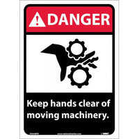 DANGER, KEEP HANDS CLEAR OF MOVING MACHINERY, 14X10, .040 ALUM