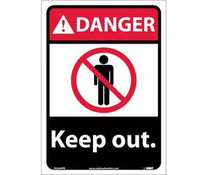 DANGER, KEEP OUT, 14X10, RIGID PLASTIC