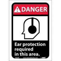 DANGER, EAR PROTECTION REQUIRED IN THIS AREA (W/GRAPHIC), 10X7, PS VINYL