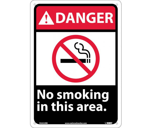 DANGER, NO SMOKING IN THIS AREA, 14X10, RIGID PLASTIC