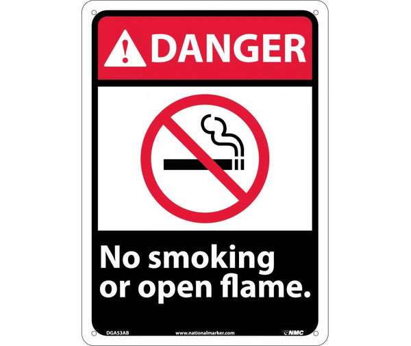 DANGER, NO SMOKING OR OPEN FLAME, 14X10, .040 ALUM