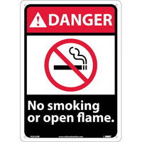 DANGER, NO SMOKING OR OPEN FLAME, 14X10, RIGID PLASTIC