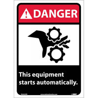 DANGER, THIS EQUIPMENT STARTS AUTOMATICALLY, 14X10, PS VINYL