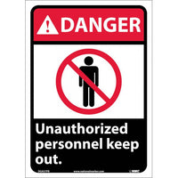 DANGER, UNAUTHORIZED PERSONNEL KEEP OUT, 14X10, RIGID PLASTIC