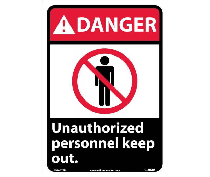 DANGER, UNAUTHORIZED PERSONNEL KEEP OUT, 14X10, RIGID PLASTIC