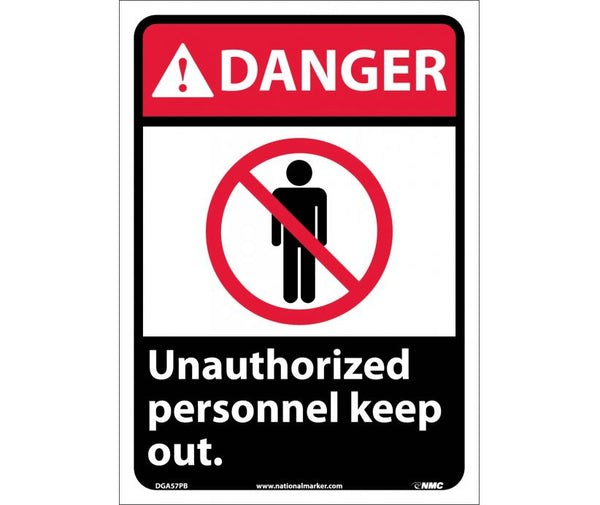 DANGER, UNAUTHORIZED PERSONNEL KEEP OUT, 14X10, PS VINYL