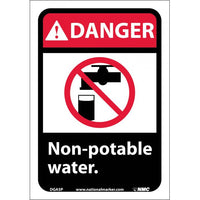 DANGER, NON-POTABLE WATER (W/GRAPHIC), 10X7, RIGID PLASTIC