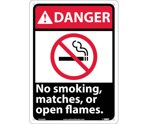DANGER, NO SMOKING MATCHES OR OPEN FLAMES (W/GRAPHIC), 14X10, .040 ALUM
